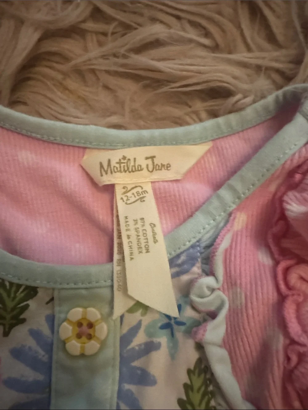 Matilda Jane Pink Polka Dot Floral Ruffle Top and Ruffle Bottomed Bloomers.